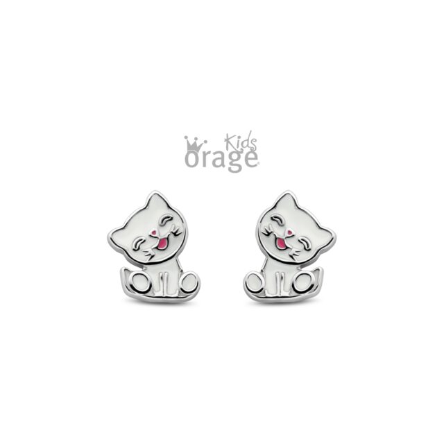 K2547 Orage Kids oorring kat wit