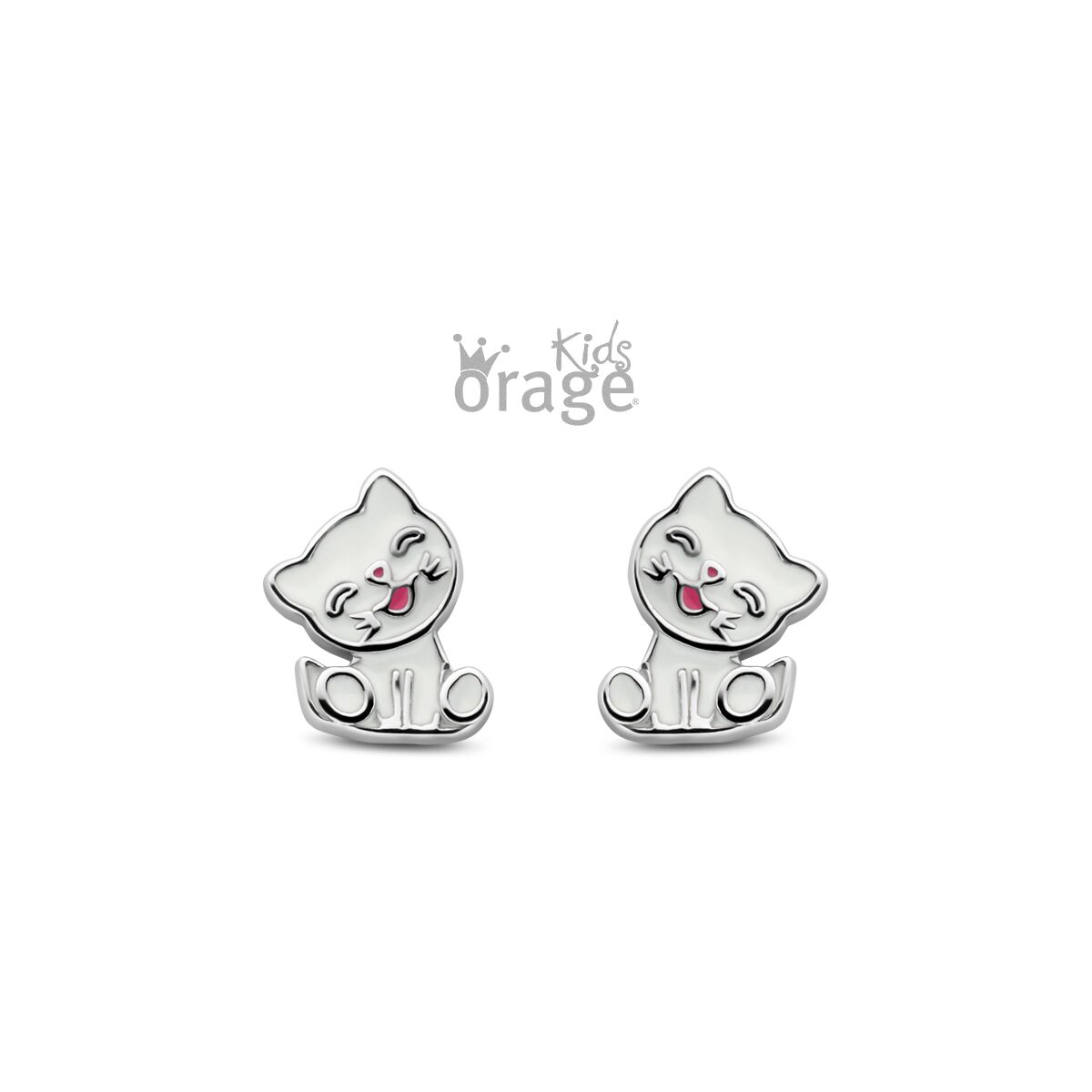 K2547 Orage Kids oorring kat wit