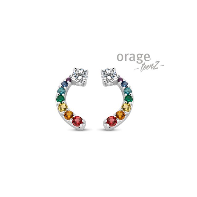 Orage TeenZ oorring  zilver multicolor T653