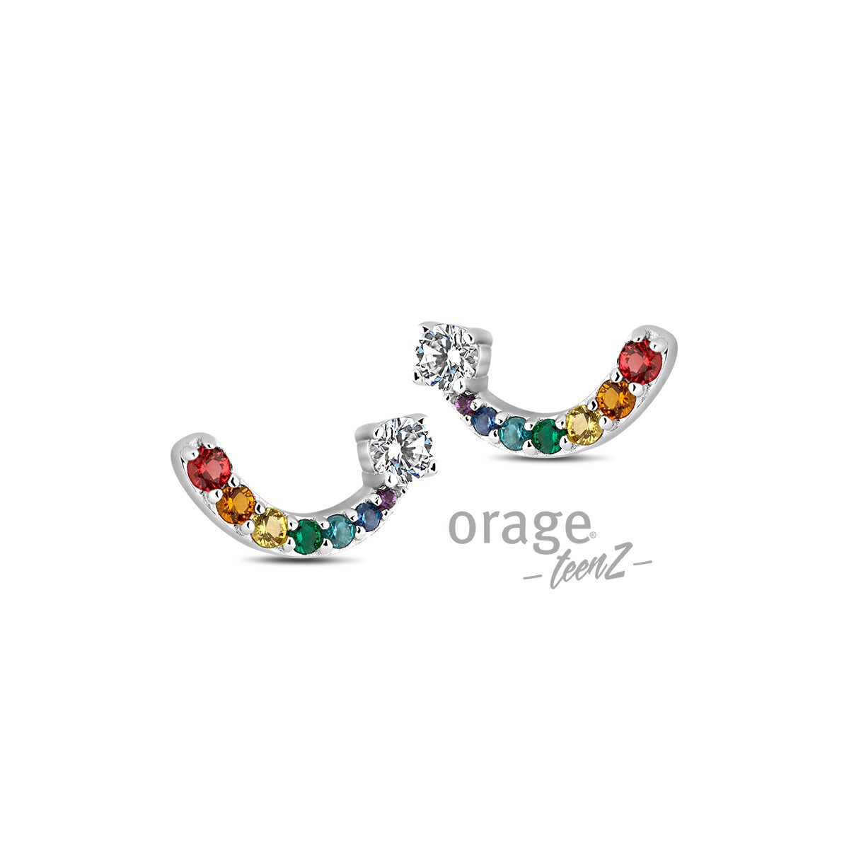 Orage TeenZ oorring  zilver multicolor T653
