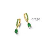 Orage oorring aw045 groen verguld