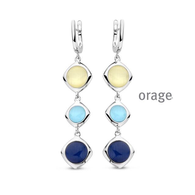 Aw008 oorslingers cat eye Blauw orage 