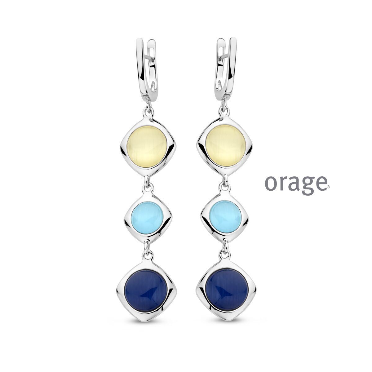 Aw008 oorslingers cat eye Blauw orage 