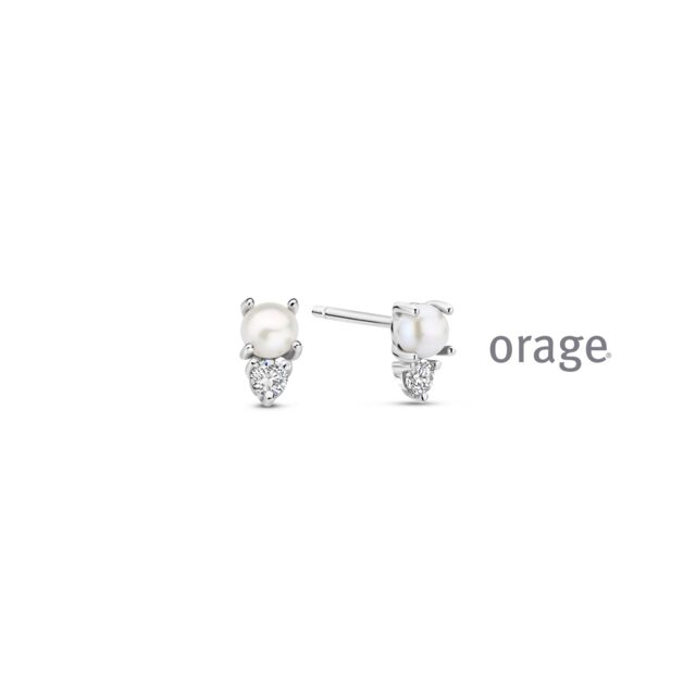 Aw068 Orage ooriing  zilver zirconium parel
