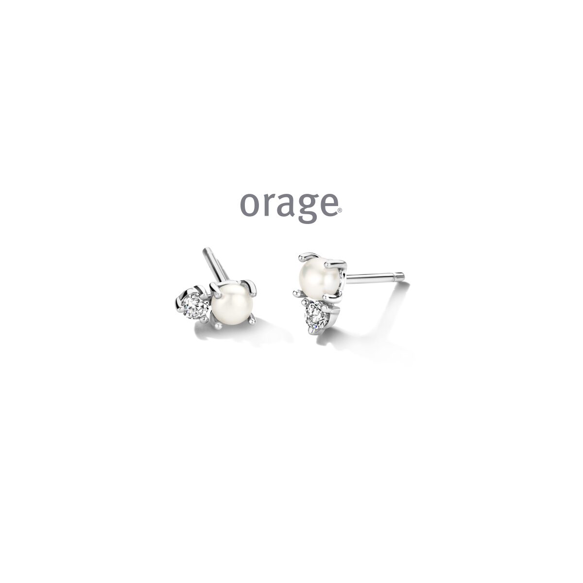 Aw068 Orage ooriing  zilver zirconium parel