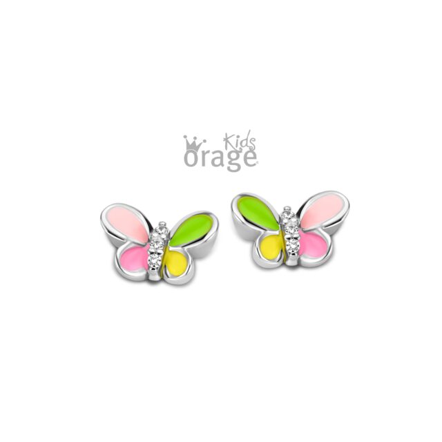 Orage Kids oorring vlinder multi color K2512