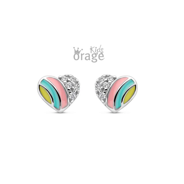 Orage Kids oorring hart multi color K2677