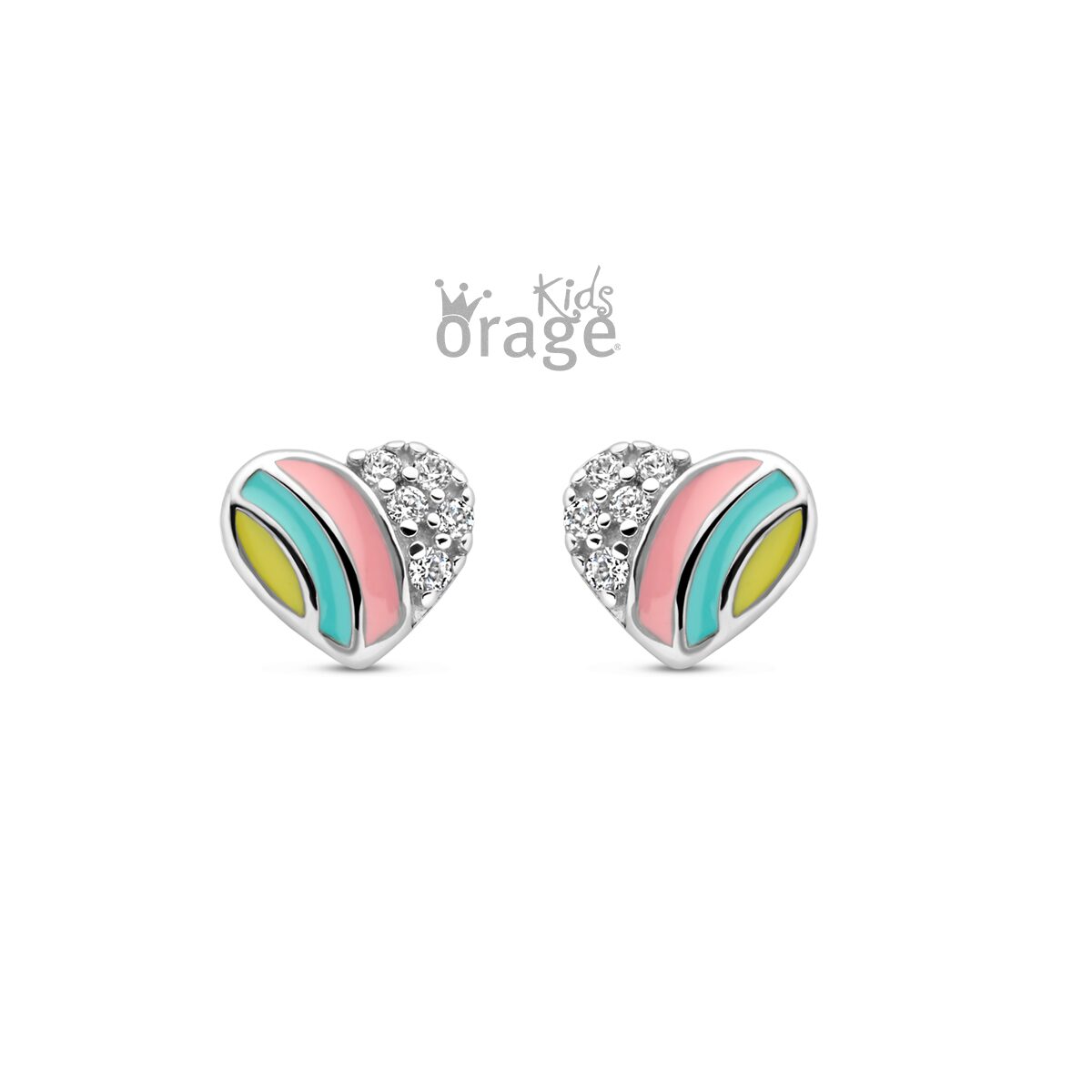 Orage Kids oorring hart multi color K2677