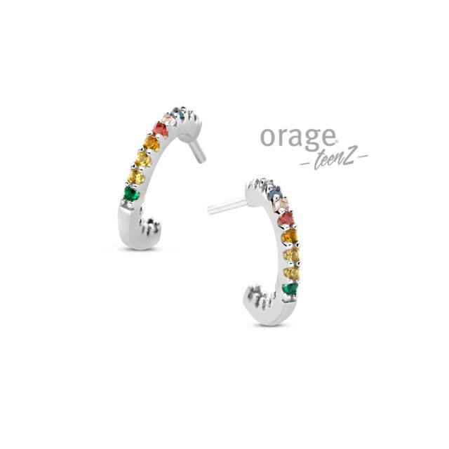 Orage TeenZ oorring  zilver multicolor