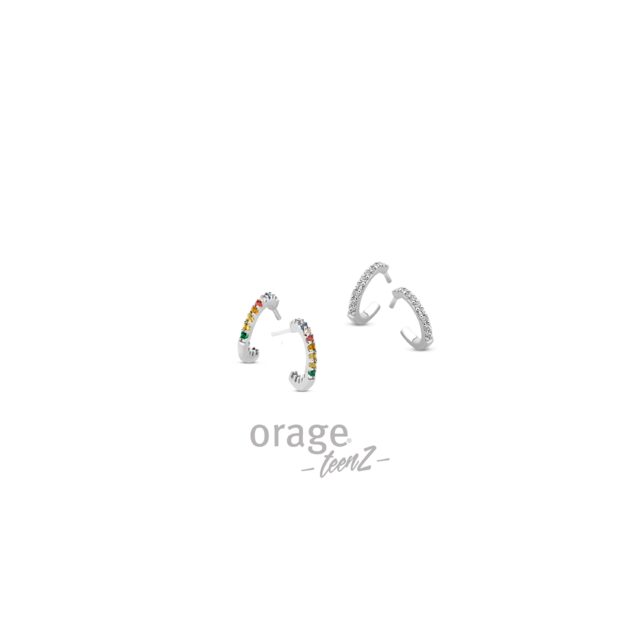 Orage TeenZ oorring  zilver multicolor