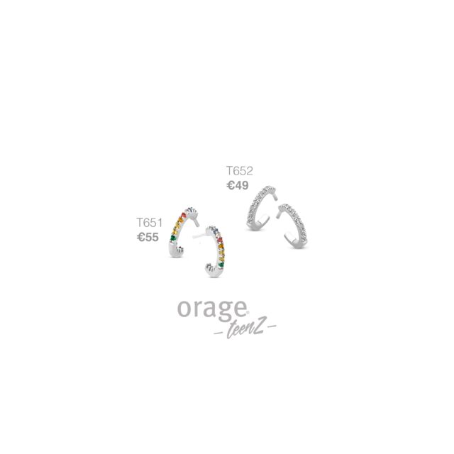 Orage TeenZ oorring  zilver multicolor