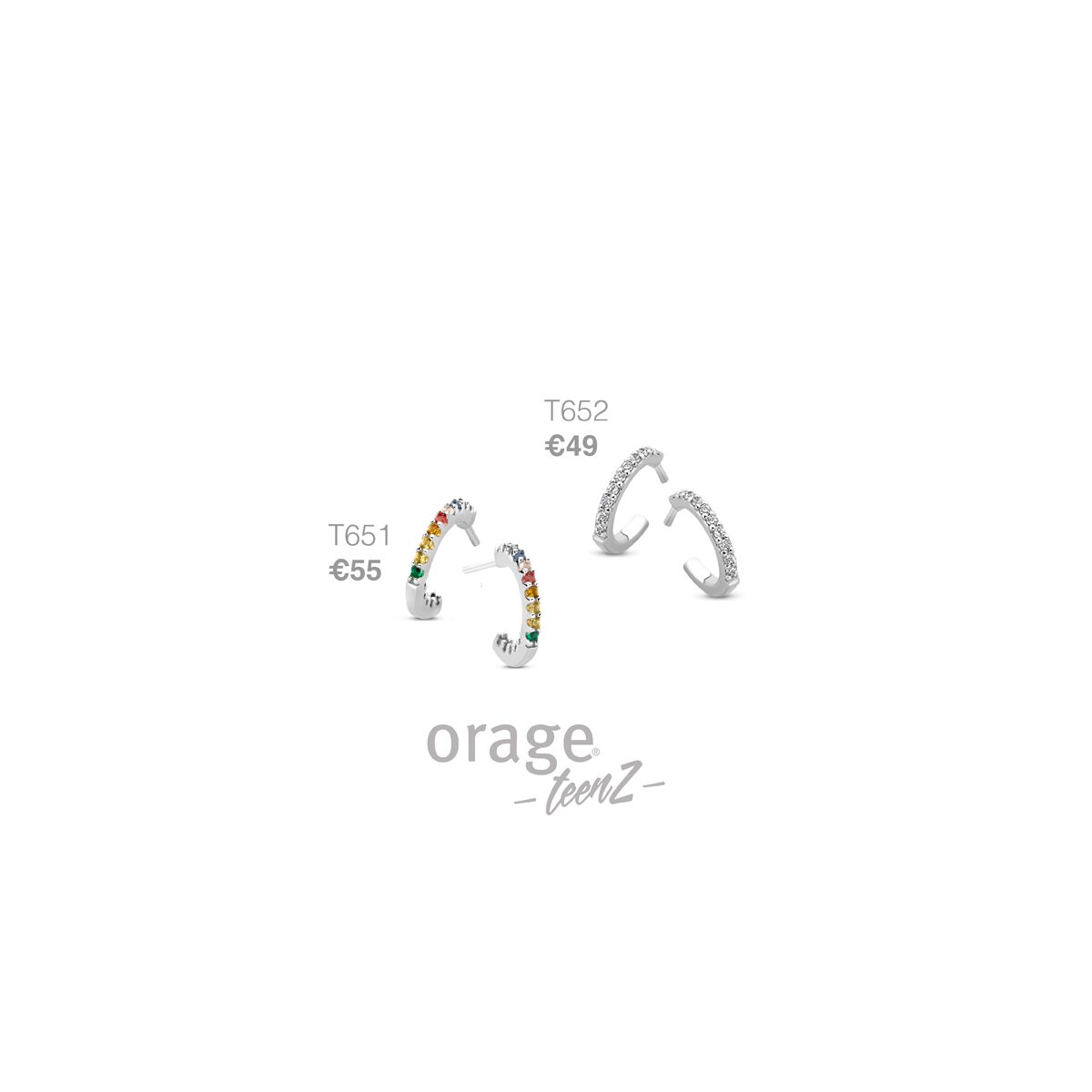 Orage TeenZ oorring  zilver multicolor
