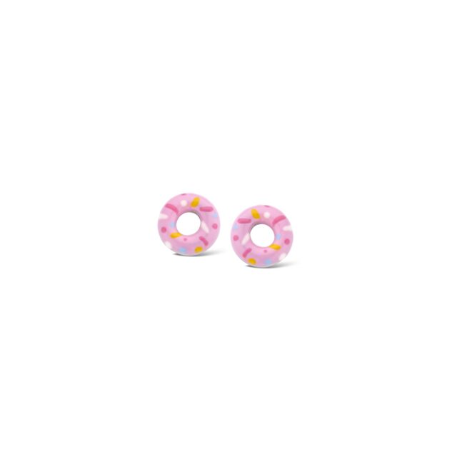 PB067 Naiomy Princess zilveren oorringen  roze donut