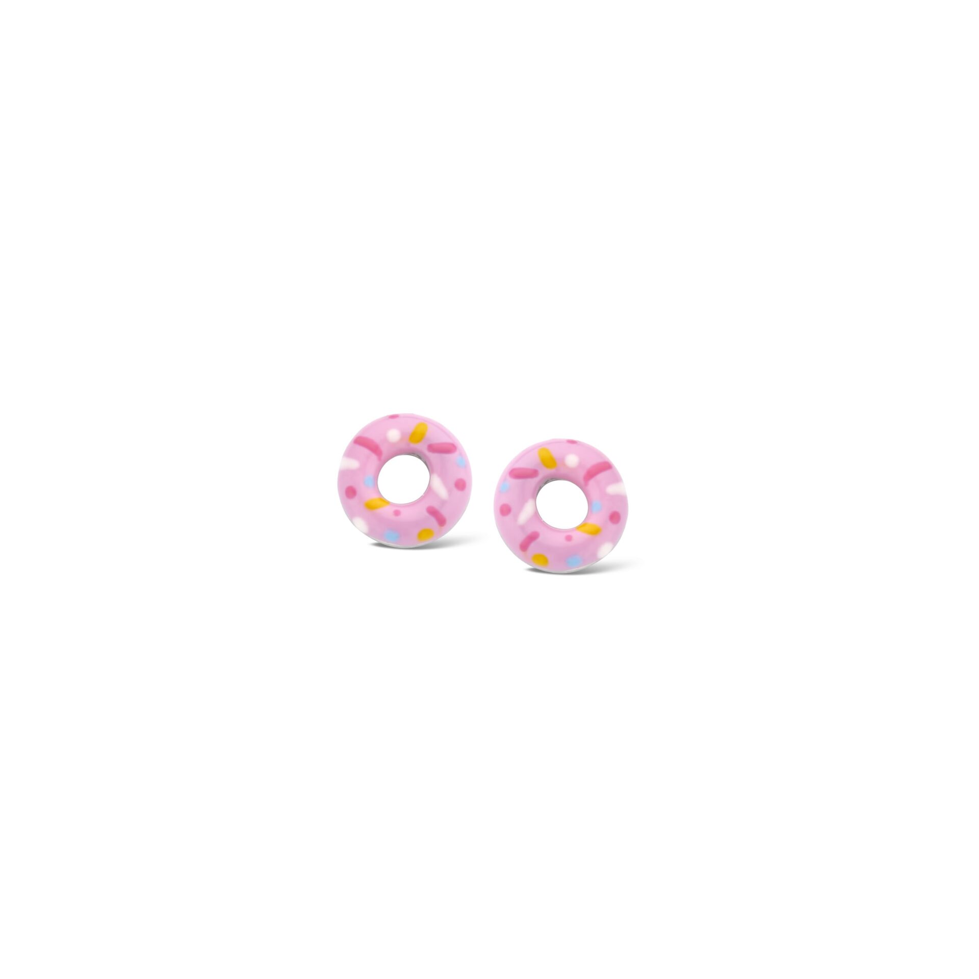 PB067 Naiomy Princess zilveren oorringen  roze donut