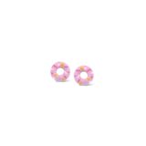 PB067 Naiomy Princess zilveren oorringen  roze donut