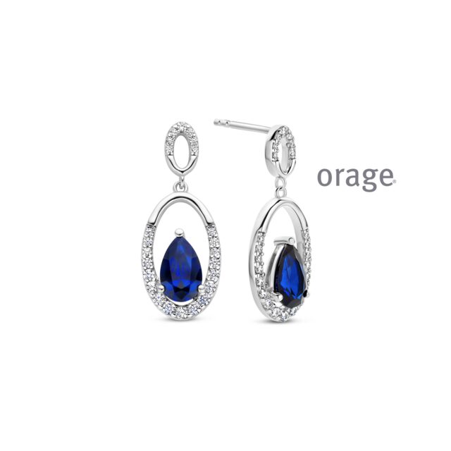 Orage  Zilveren oorslingers blauw 