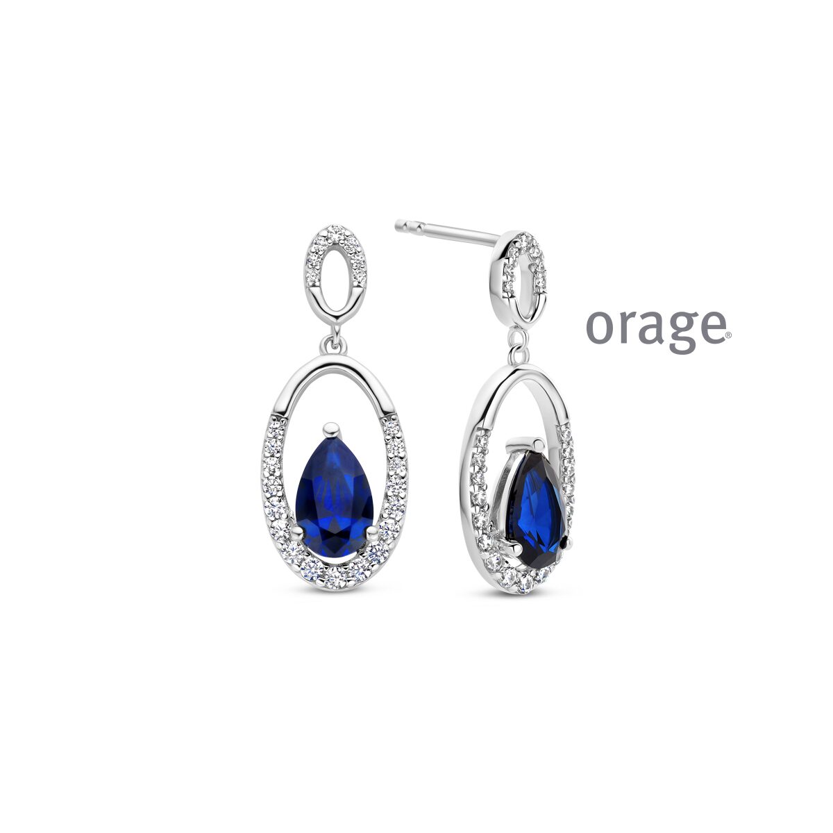 Orage  Zilveren oorslingers blauw 