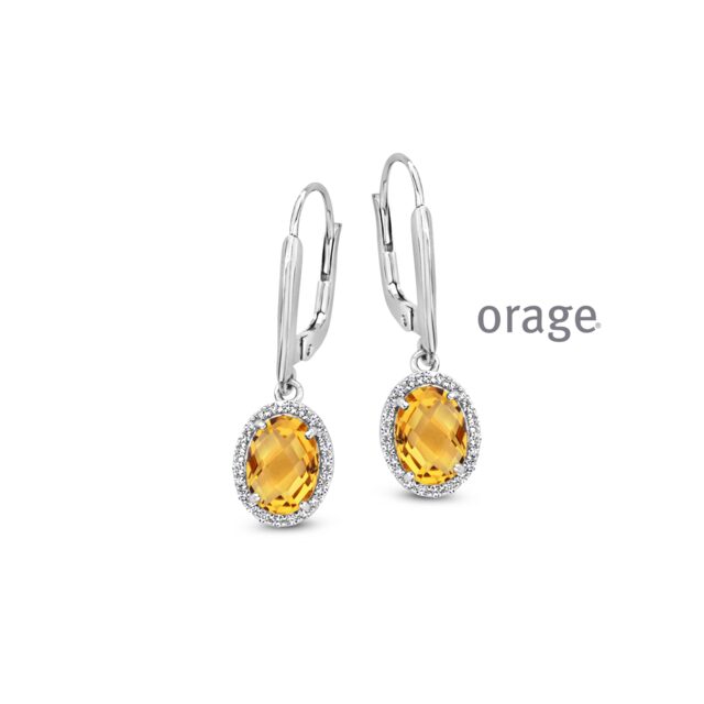 AW155 Orage oorslingers  zilver oranje