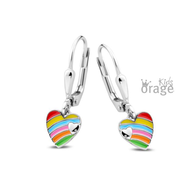 Orage Kids oorring hart multi color K2528