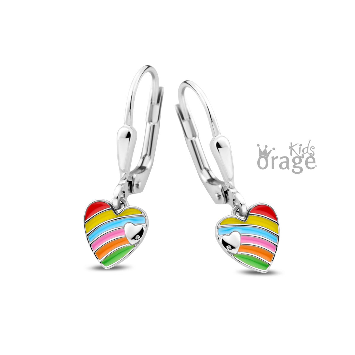 Orage Kids oorring hart multi color K2528