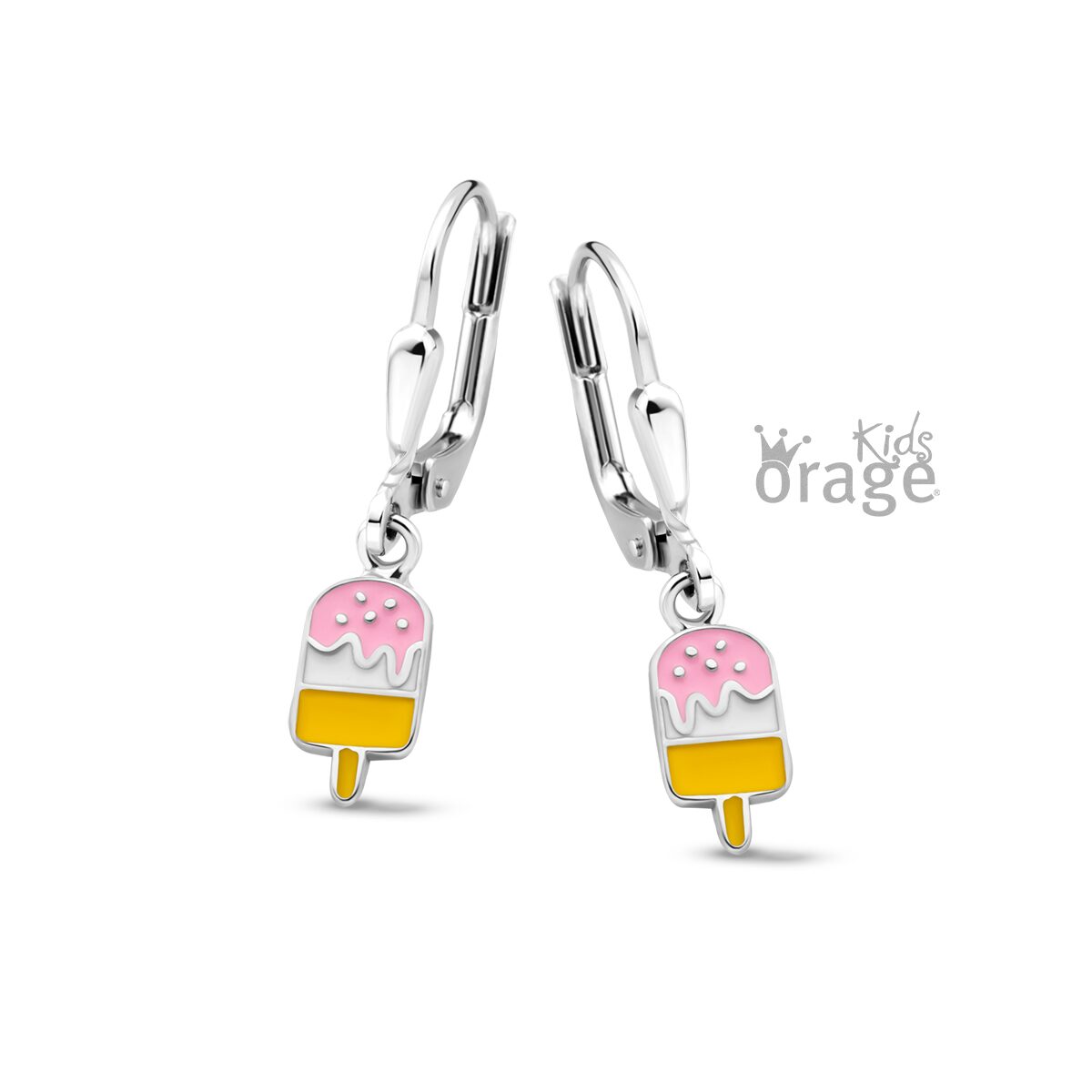 Orage Kids oorring ijsje roze geel k2606
