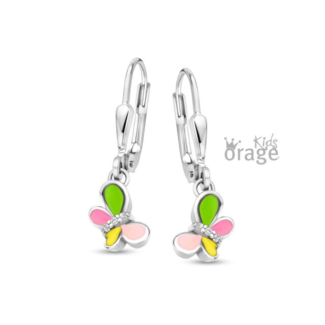 Orage Kids oorring vlinder multi color K2511