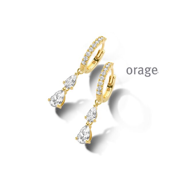 Orage oorringen verguld geel zirconium