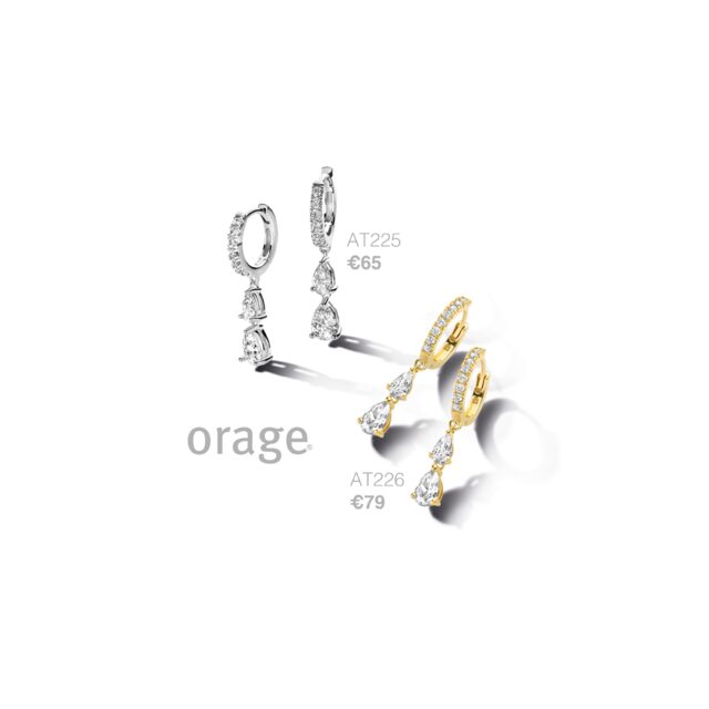 Orage oorringen verguld geel zirconium