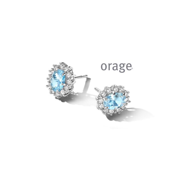 BA311 Orage oorringen entourage blauw topaas zirconium