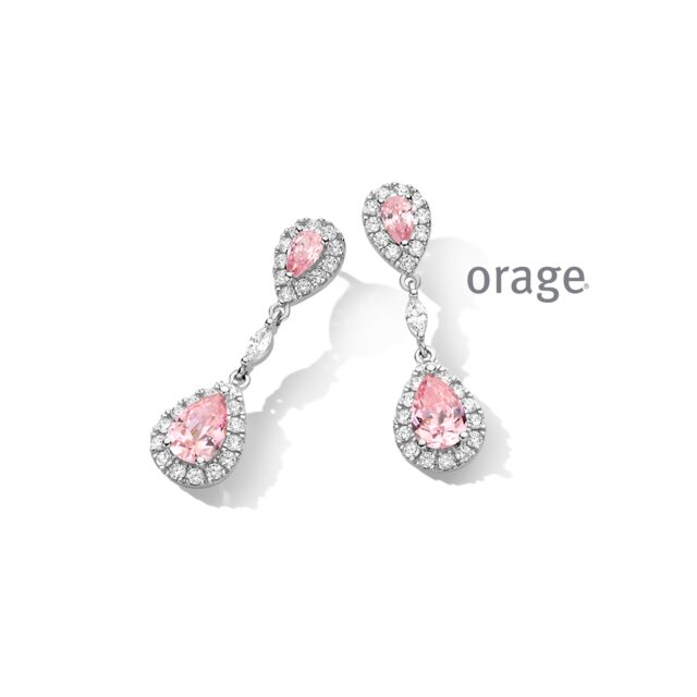 At266 Orage oorringen  roze zirconium zilver