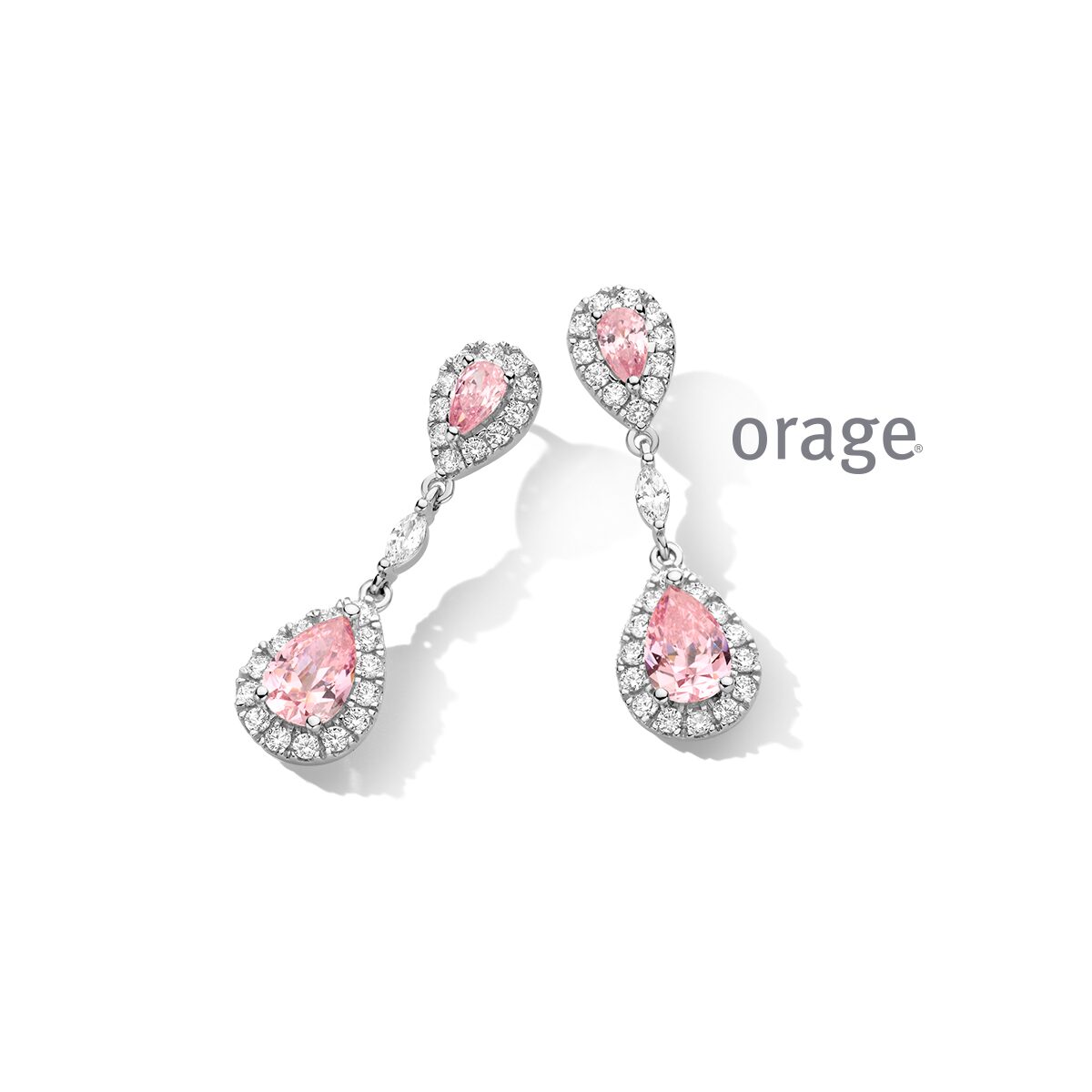 At266 Orage oorringen  roze zirconium zilver