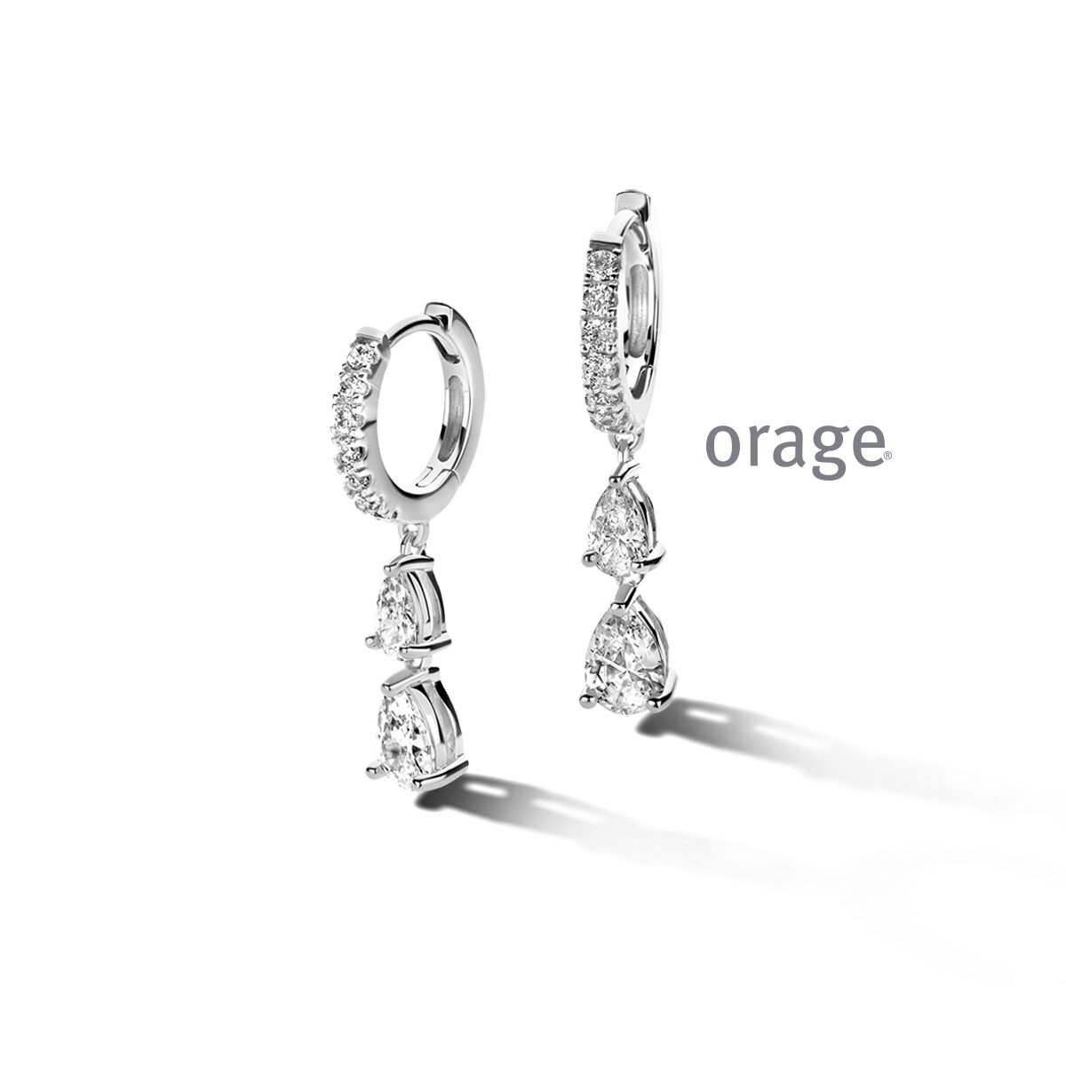 Orage oorringen zilver zirconium