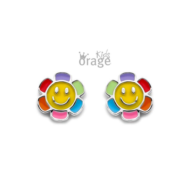 Orage Kids oorringen bloem multi color K2622