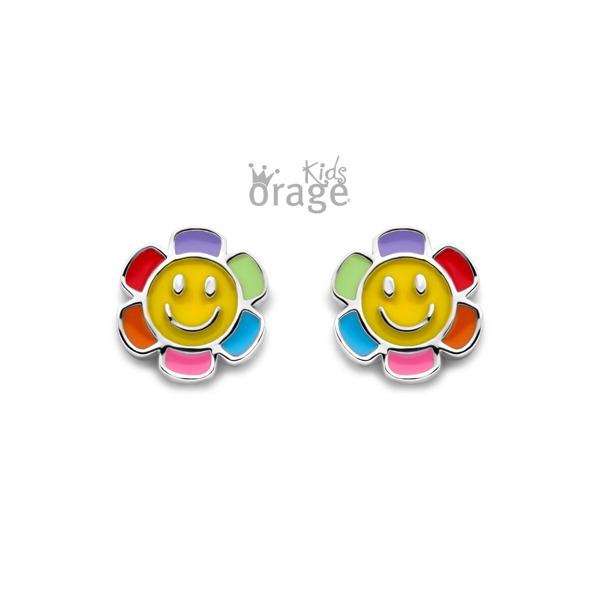 Orage Kids oorringen bloem multi color K2622