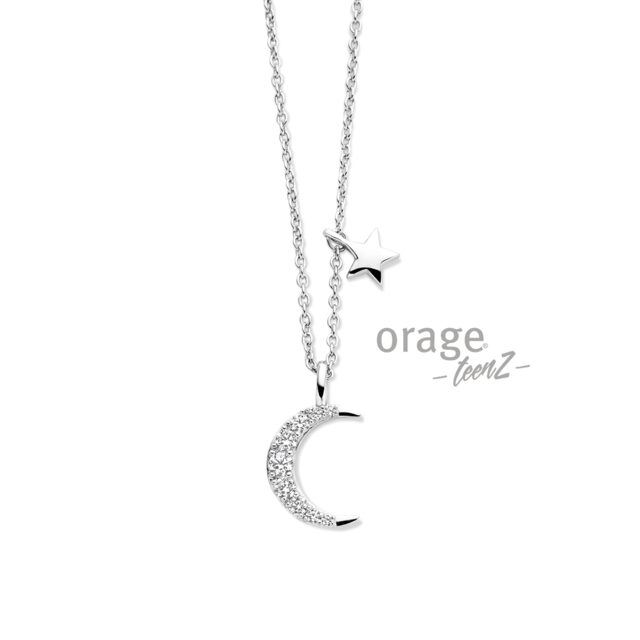 Orage Teenz ketting maan ster Zirconium 