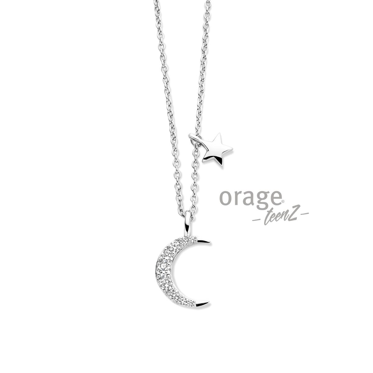 Orage Teenz ketting maan ster Zirconium 