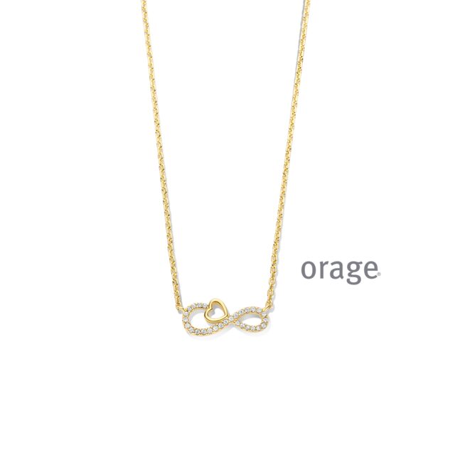 AW308 Orage Ketting infinty hart verguld geel zirconium