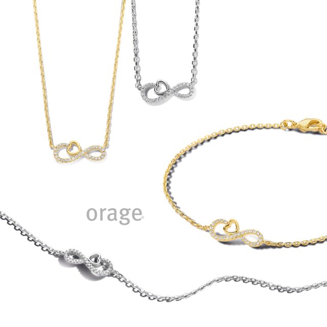 AW308 Orage Ketting infinty hart verguld geel zirconium