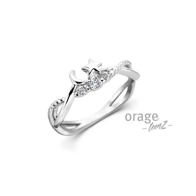 Orage Teenz ring maan ster Zirconium T613
