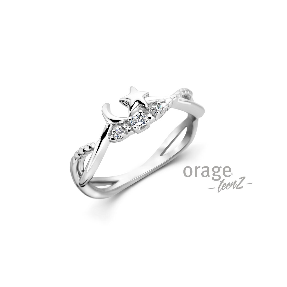 Orage Teenz ring maan ster Zirconium T613