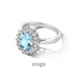 BA310 Orage ring entourage blauw topaas zilver