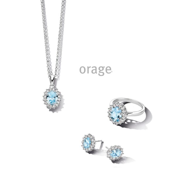 BA310 Orage ring entourage blauw topaas zilver