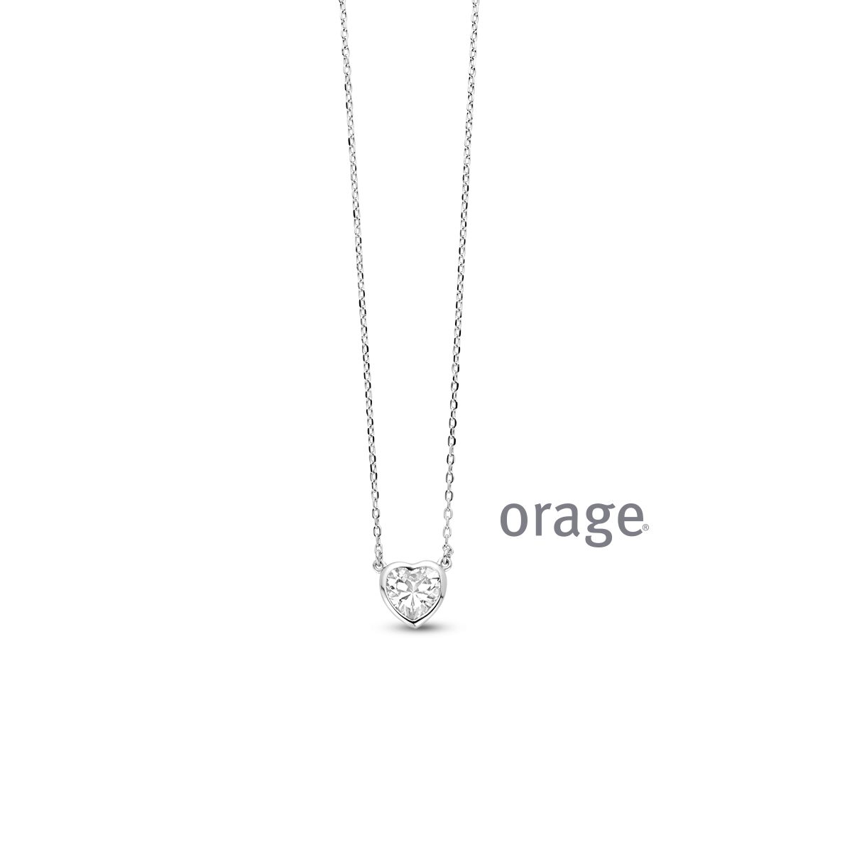 Orage ketting  hart  zilver