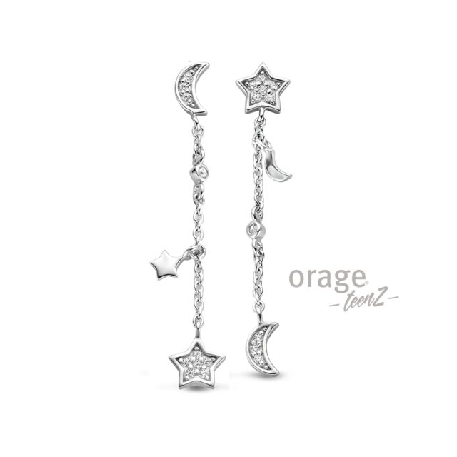 Orage Teenz oorringen maan ster zirconium 