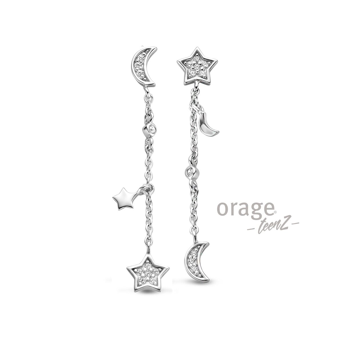 Orage Teenz oorringen maan ster zirconium 