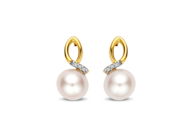 V3846 Pareloorringen you and me 18ct briljant 0.020ct 