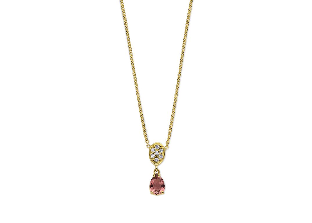 Emotions PC1399 ketting met hanger 18ctbriljant en groene tourmalijn