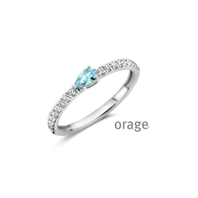 Orage ring AW013 ZILVER blauw