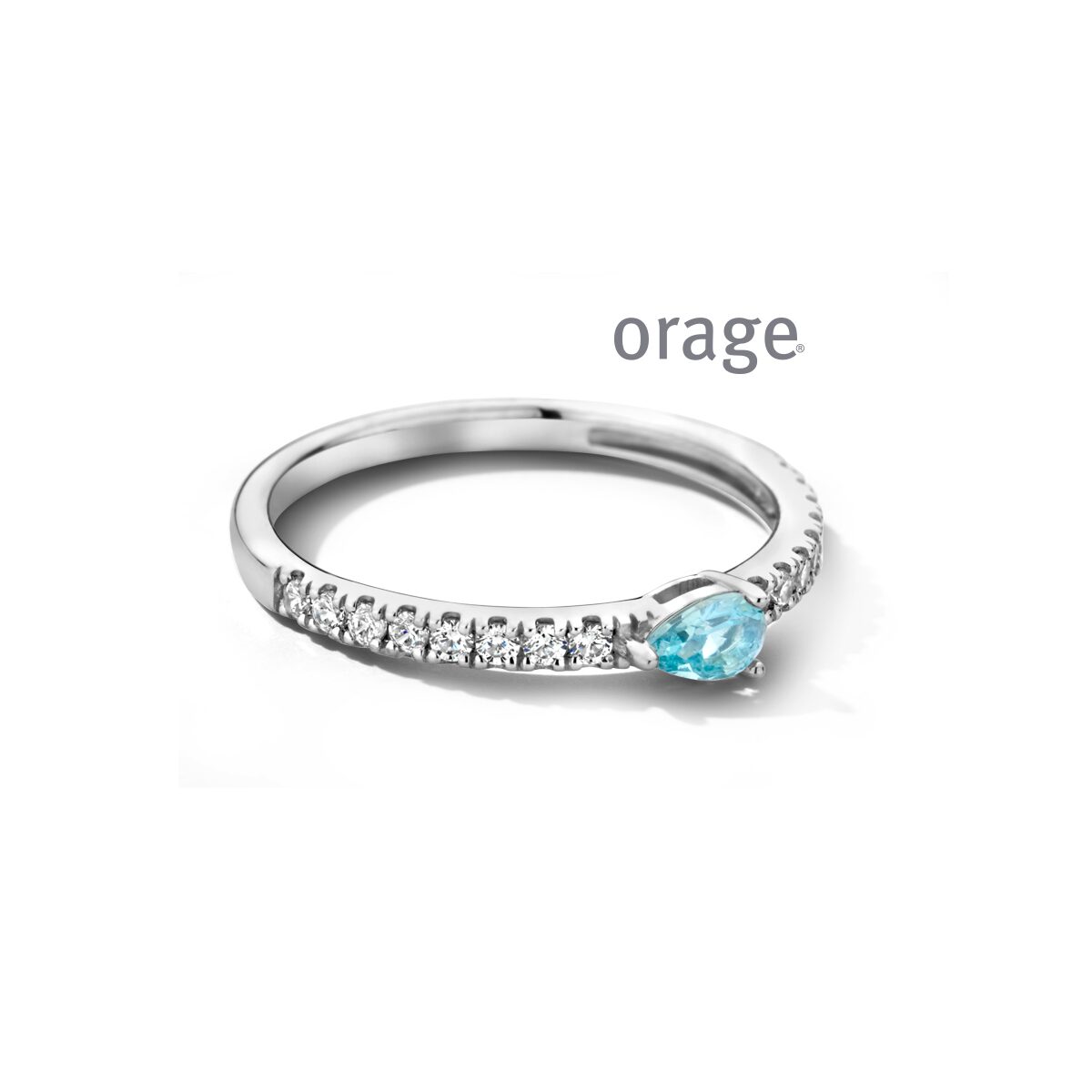 Orage ring AW013 ZILVER blauw
