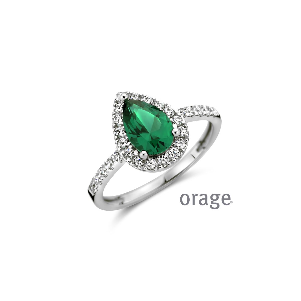 Orage ring AW0225 ZILVER groen
